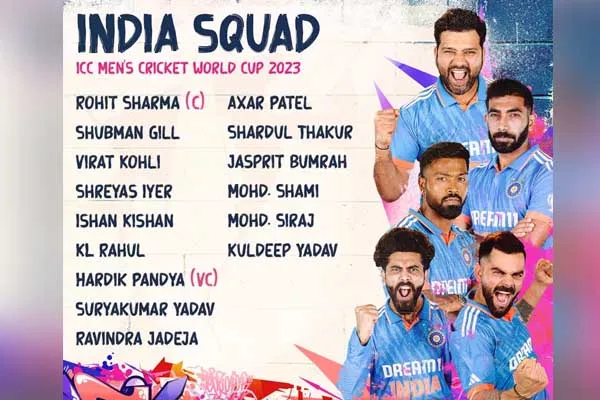 The India team squad for the ICC Men's Cricket World Cup 2023